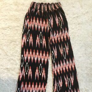 ABOUT A GIRL Multicolor pants Wide Leg Elastic Waist Pull On Pocket Casual S/P